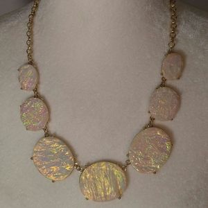 Fashionable Gold  White Opalescent Look Necklace